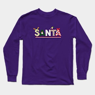 Santa in Big Letters Long Sleeve T-Shirt